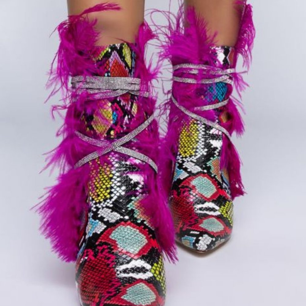 AZALEA WANG KILLER ON THE MOVE STILETTO BOOTIE IN MULTI - Picture 5 of 7
